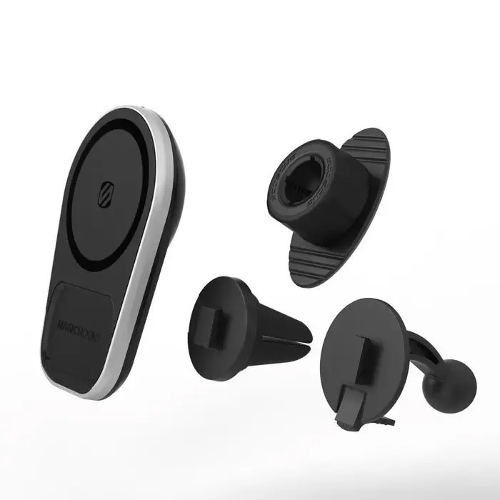 Scosche MagicMount Charge5 MagSafe Wireless Charging Dash / Vent Mount - Black and Silver
