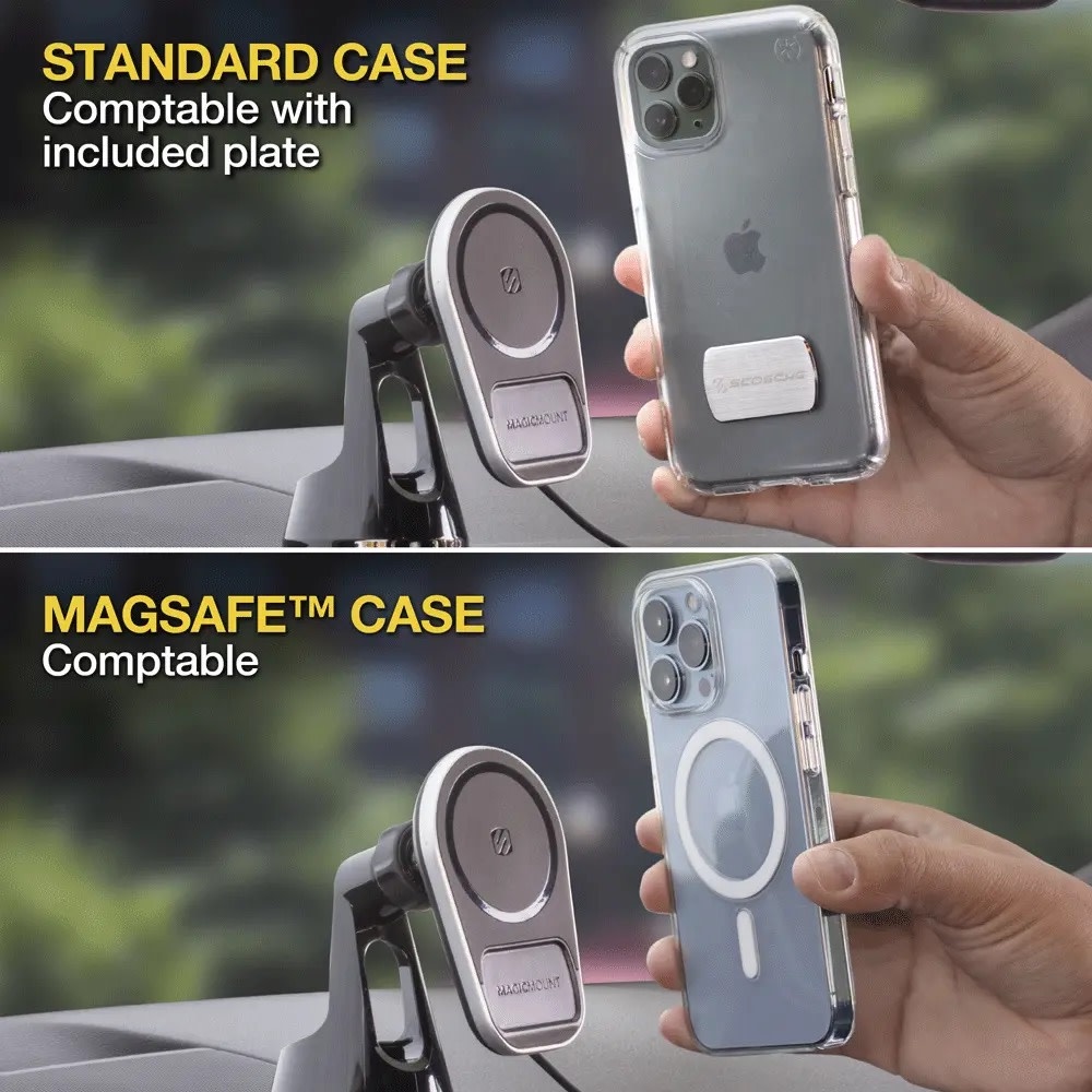 Scosche MagicMount Charge5 MagSafe Wireless Charging Dash / Vent Mount - Black and Silver