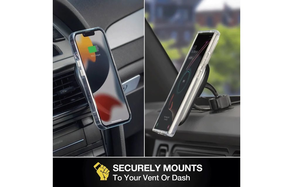 Scosche MagicMount Charge5 MagSafe Wireless Charging Dash / Vent Mount - Black and Silver