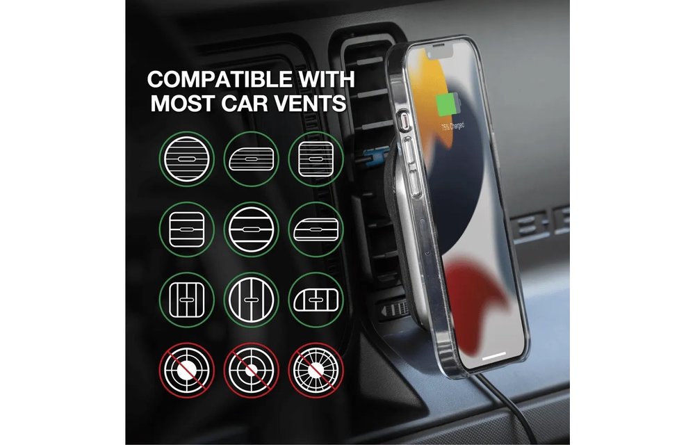 Scosche MagicMount Charge5 MagSafe Wireless Charging Dash / Vent Mount - Black and Silver