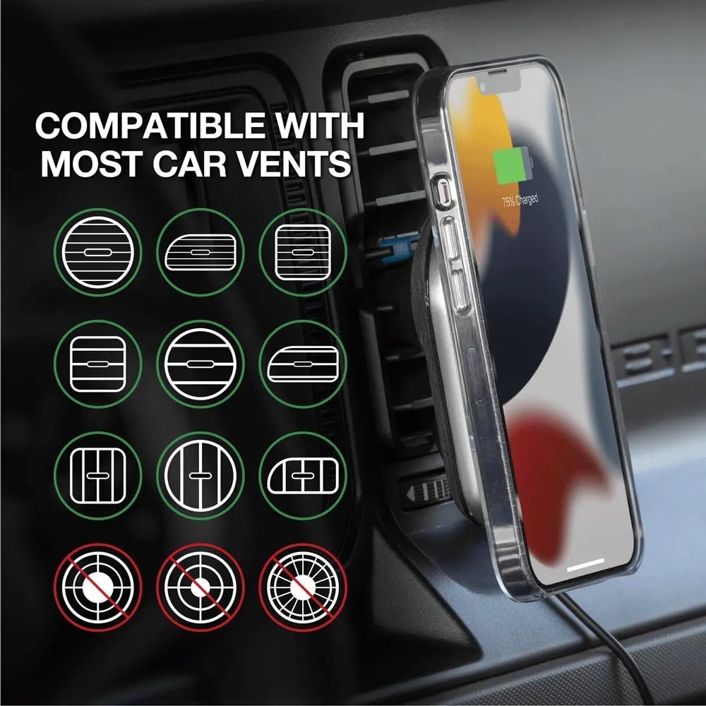 Scosche MagicMount Charge5 MagSafe Wireless Charging Dash / Vent Mount - Black and Silver