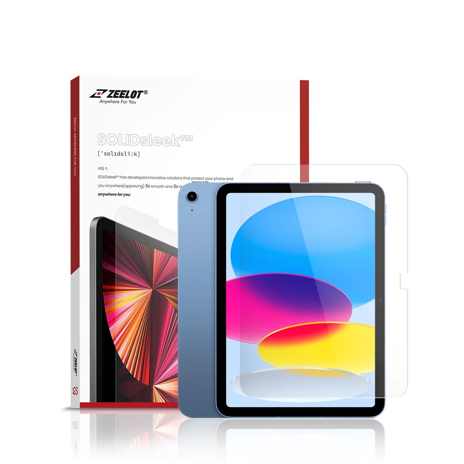Zeelot Solidsleek Pure Glass HD Clear Screen Protector for Apple iPad 10th/11th Gen - Clear