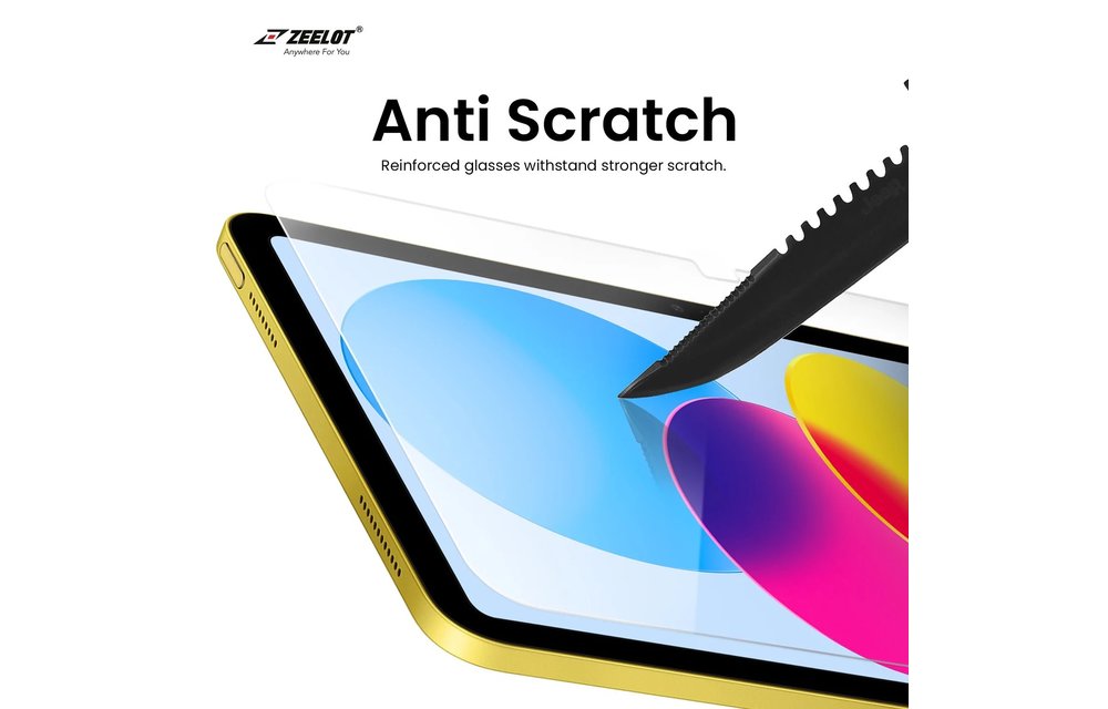 Zeelot Solidsleek Pure Glass HD Clear Screen Protector for Apple iPad 10th/11th Gen - Clear
