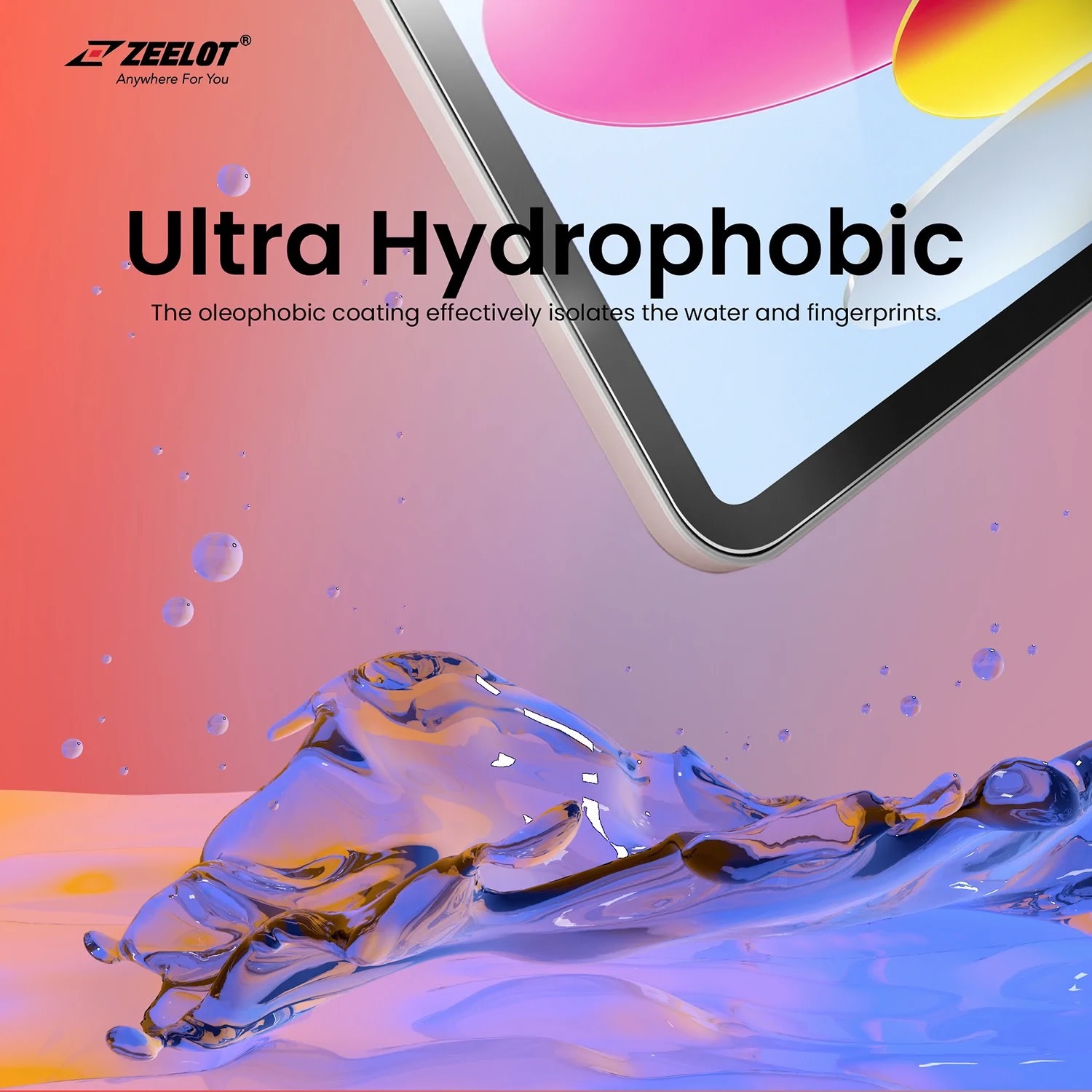 Zeelot Solidsleek Pure Glass HD Clear Screen Protector for Apple iPad 10th/11th Gen - Clear