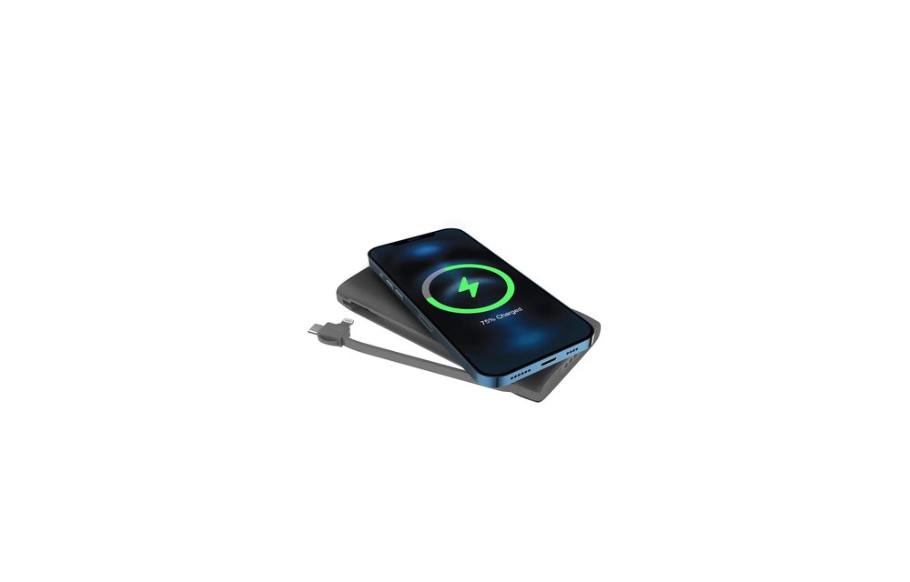 Powerology 4in1 Power Station Power Bank 10000mAh PD 20W Wireless Charge with Built-in Cable Lightning And Type-C - Black