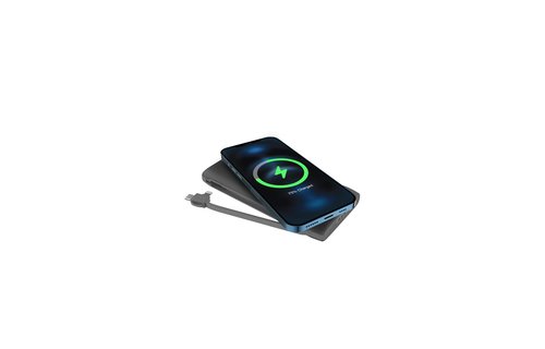 Powerology 4in1 Power Station Power Bank 10000mAh PD 20W Wireless Charge with Built-in Cable Lightning And Type-C - Black