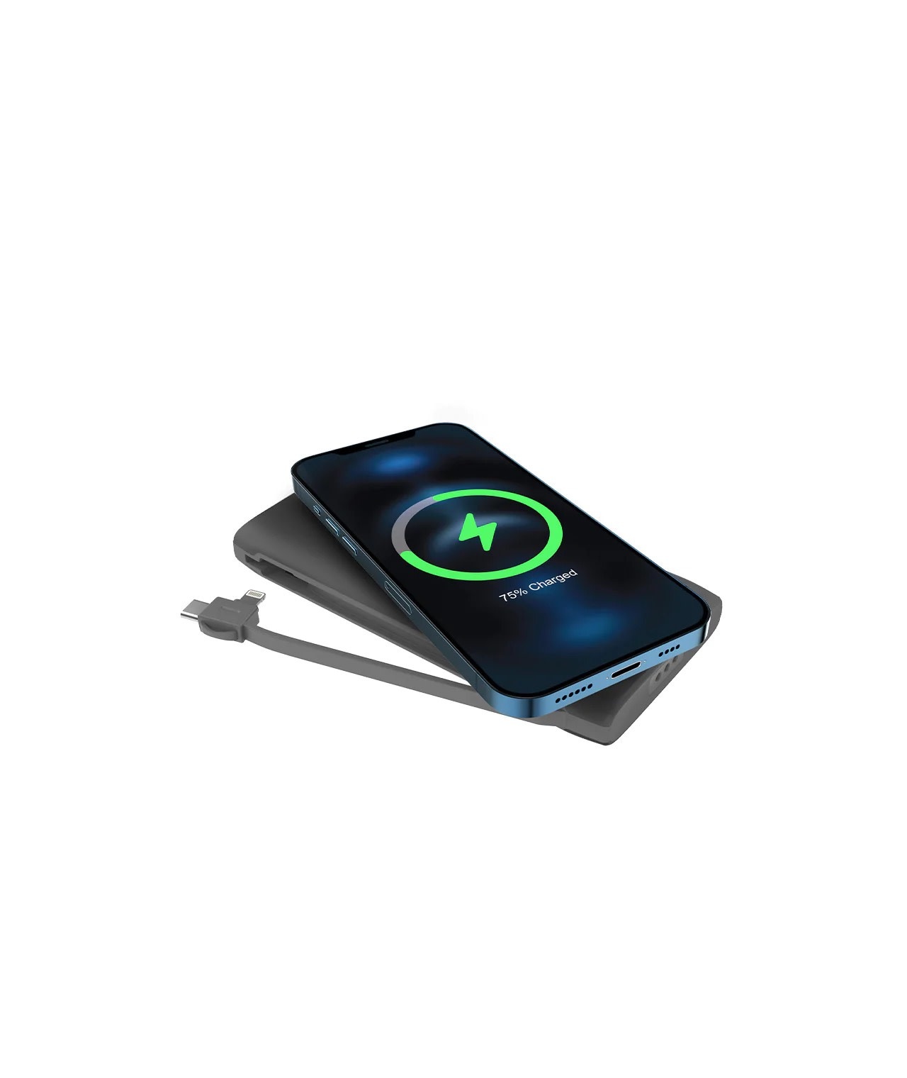 Powerology 4in1 Power Station Power Bank 10000mAh PD 20W Wireless Charge with Built-in Cable Lightning And Type-C - Black