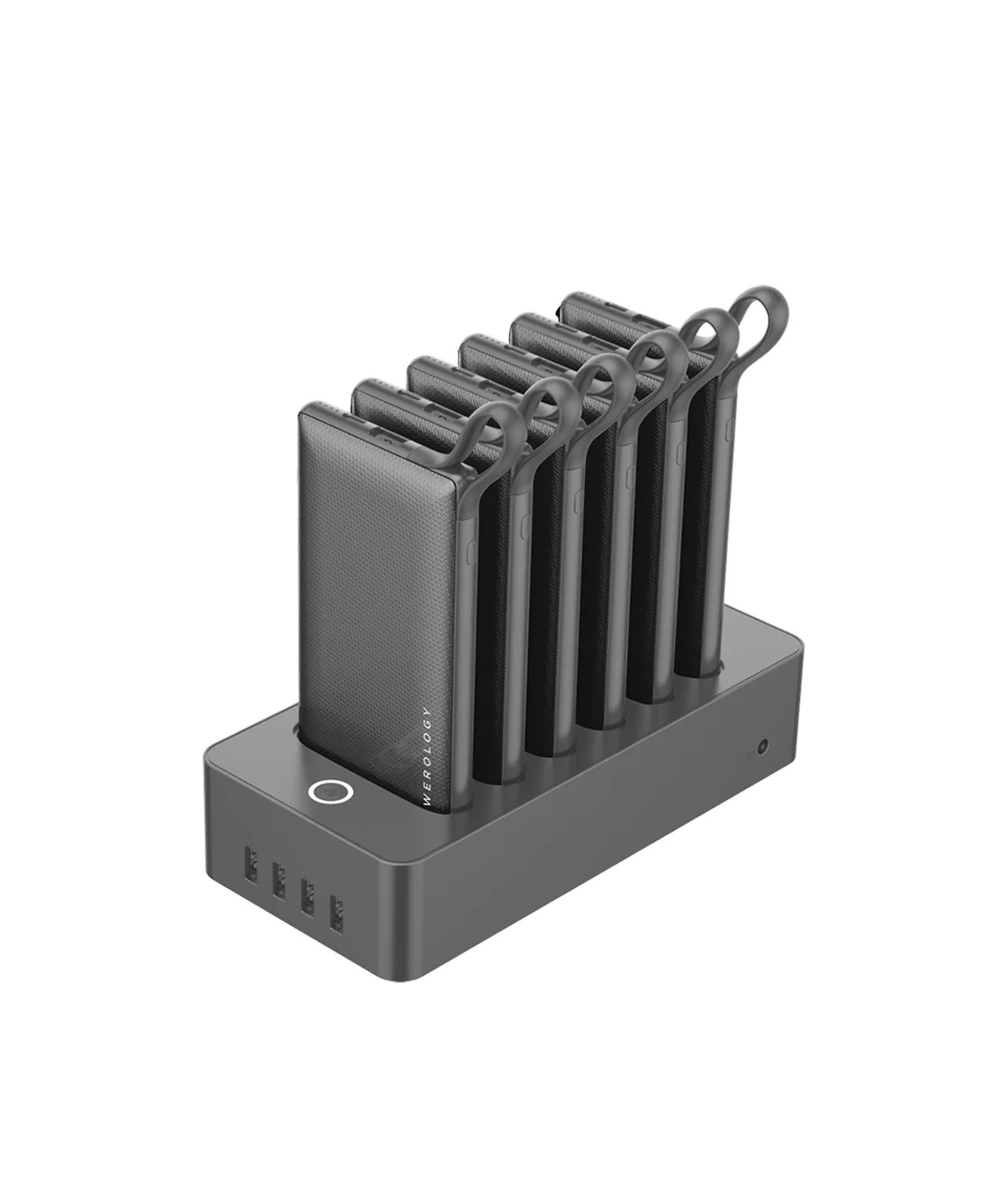 Powerology 6in1 Station 10000mAh with Built-in Lightning/MicroUSB/TypeC Connectors - Black