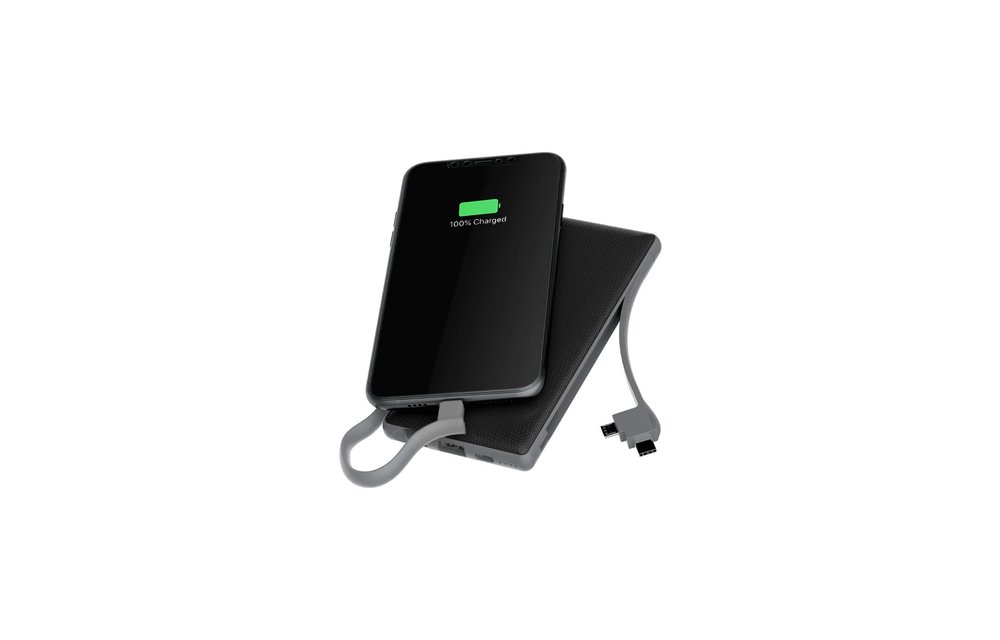 Powerology 6in1 Power Station Power Bank 10000mAh with Built-in Lightning/MicroUSB/TypeC Connectors - Black