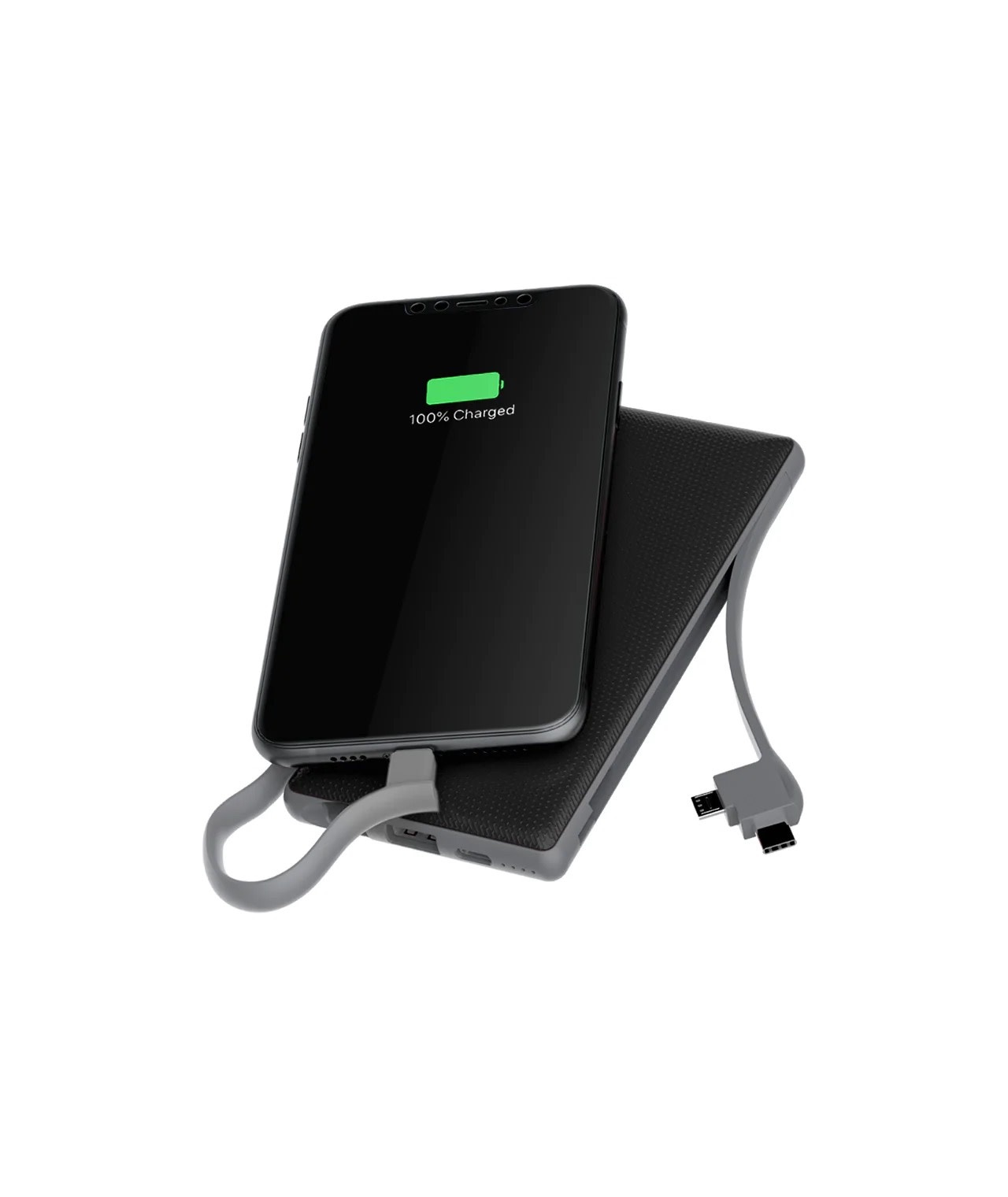 Powerology 6in1 Power Station Power Bank 10000mAh with Built-in Lightning/MicroUSB/TypeC Connectors - Black