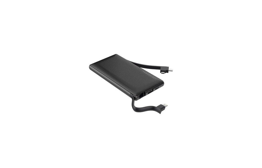 Powerology 6in1 Power Station Power Bank 10000mAh with Built-in Lightning/MicroUSB/TypeC Connectors - Black