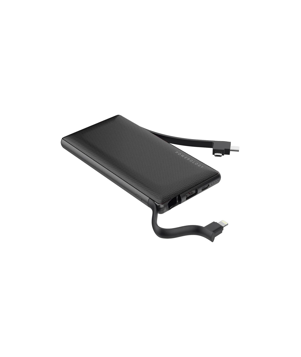 Powerology 6in1 Power Station Power Bank 10000mAh with Built-in Lightning/MicroUSB/TypeC Connectors - Black