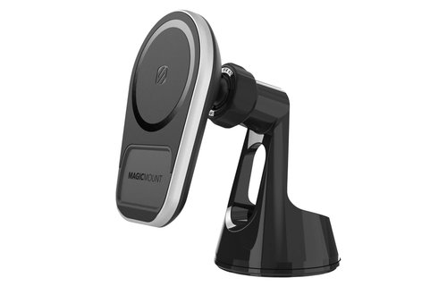 Scosche Magic Mount Pro MagSafe Charge5 Wireless Charging Dash / Window Mount - Black and Silver