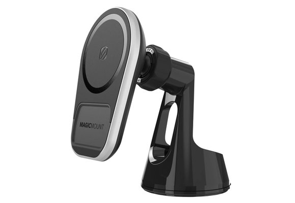 Scosche Magic Mount Pro MagSafe Charge5 Wireless Charging Dash / Window Mount - Black and Silver