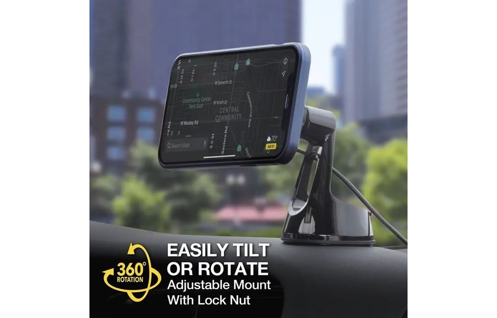 Scosche Magic Mount Pro MagSafe Charge5 Wireless Charging Dash / Window Mount - Black and Silver