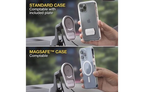 Scosche Magic Mount Pro MagSafe Charge5 Wireless Charging Dash / Window Mount - Black and Silver