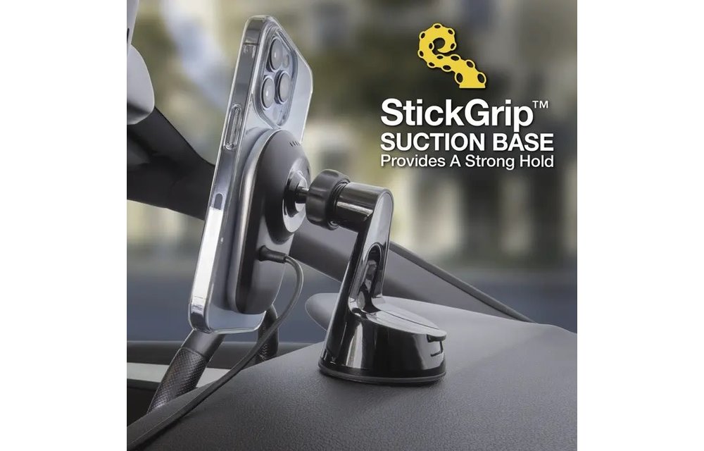 Scosche Magic Mount Pro MagSafe Charge5 Wireless Charging Dash / Window Mount - Black and Silver