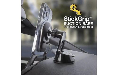 Scosche Magic Mount Pro MagSafe Charge5 Wireless Charging Dash / Window Mount - Black and Silver