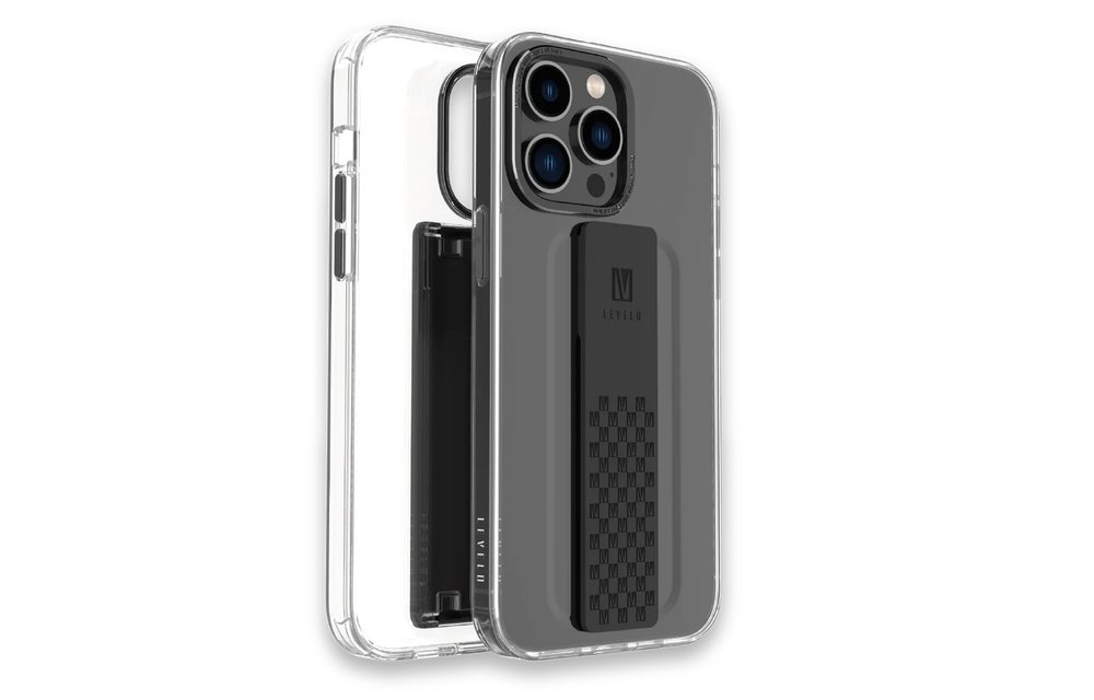 Levelo Graphia IMD Clear Case With Extra Grip for iPhone 14 Pro - Black