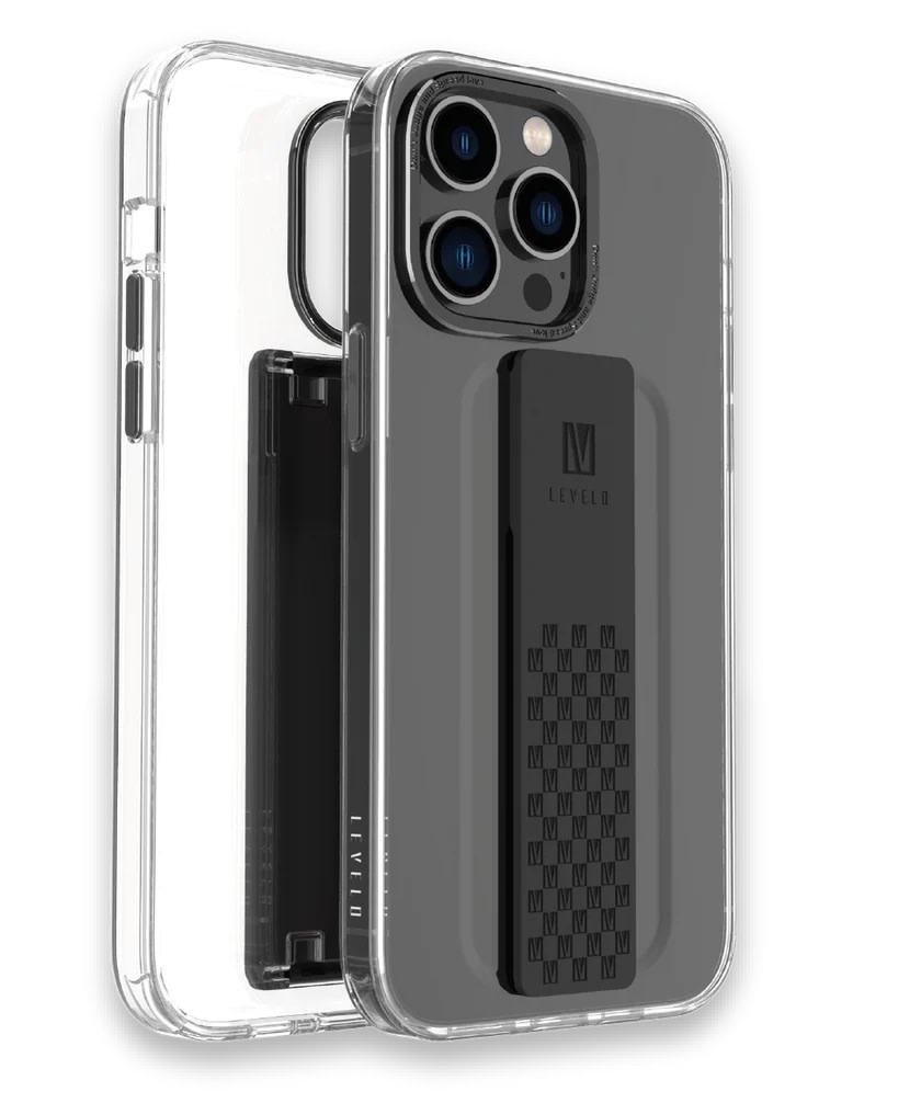 Levelo Graphia IMD Clear Case With Extra Grip for iPhone 14 Pro - Black