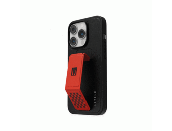 Levelo Morphix Gripstand PU Leather Case for iPhone 14 Pro - Red