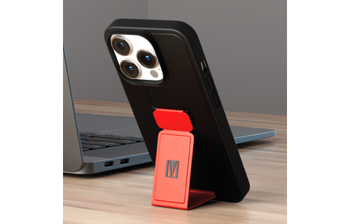 Levelo Morphix Gripstand PU Leather Case for iPhone 14 Pro - Red