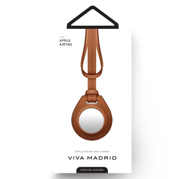 Viva Madrid Airtrax Genuine Leather Bag Charm Case for Apple Airtag - Caramel