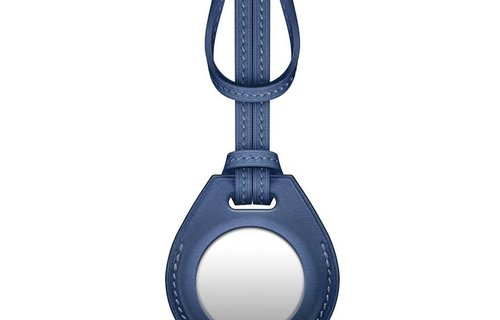 Viva Madrid Airtrax Genuine Leather Bag Charm Case for Apple Airtag - Navy