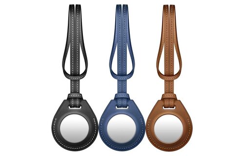 Viva Madrid Airtrax Genuine Leather Bag Charm Case for Apple Airtag - Navy