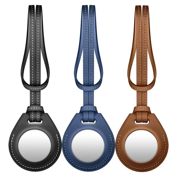 Viva Madrid Airtrax Genuine Leather Bag Charm Case for Apple Airtag - Navy