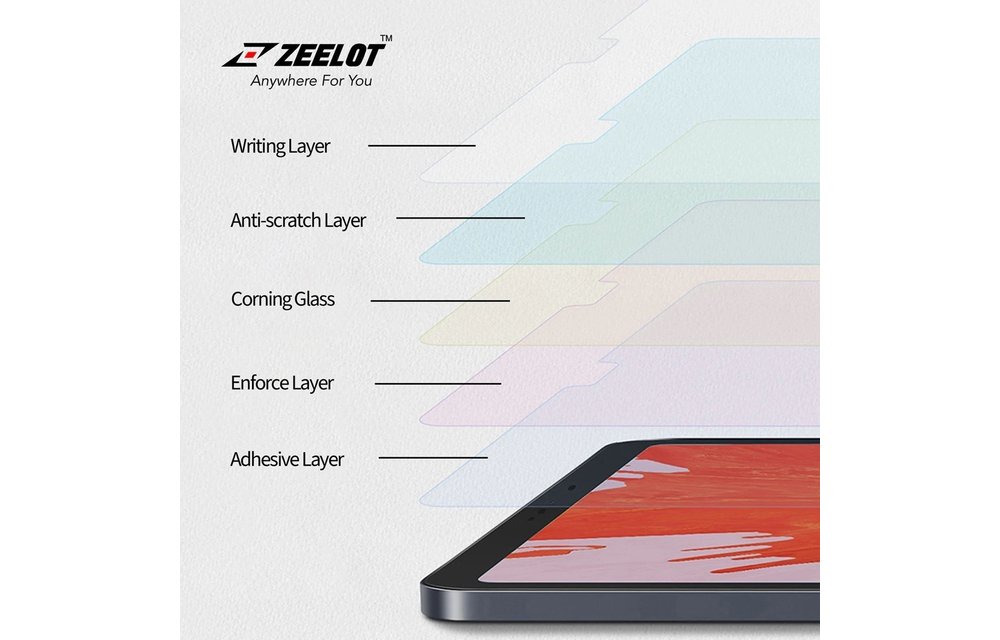 Zeelot Solidsleek Pure Glass HD Clear Screen Protector for iPad Air 10.9" / Pro 11" - Clear