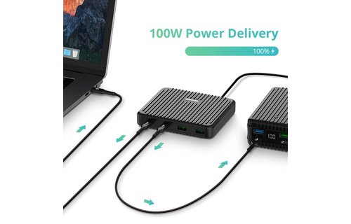 Zendure Superport 4, 100W (2X USB-C 100W, 2X USB 18W ) Desktop Charger with Dual PD UK - Black