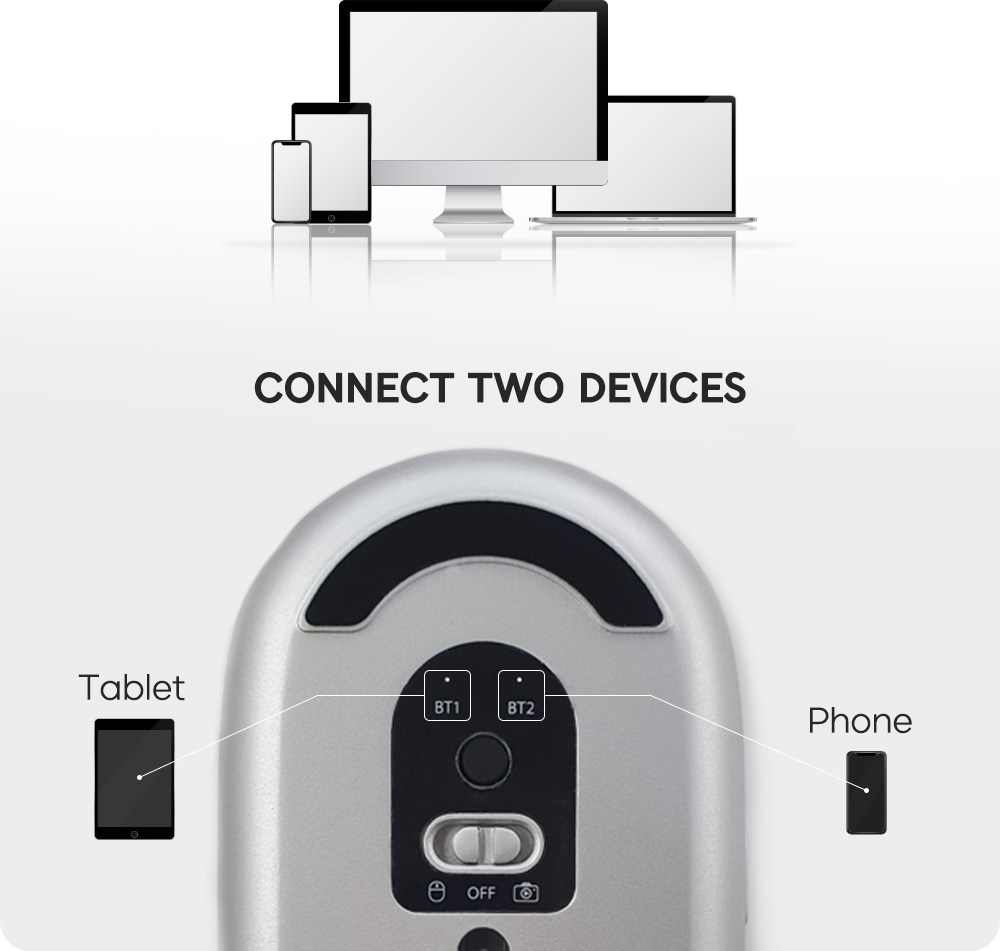 Ventaron Magnito Bluetooth Attachable Travel Mouse - White