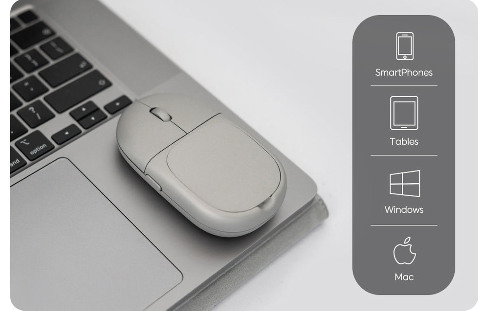 Ventaron Magnito Bluetooth Attachable Travel Mouse - Grey