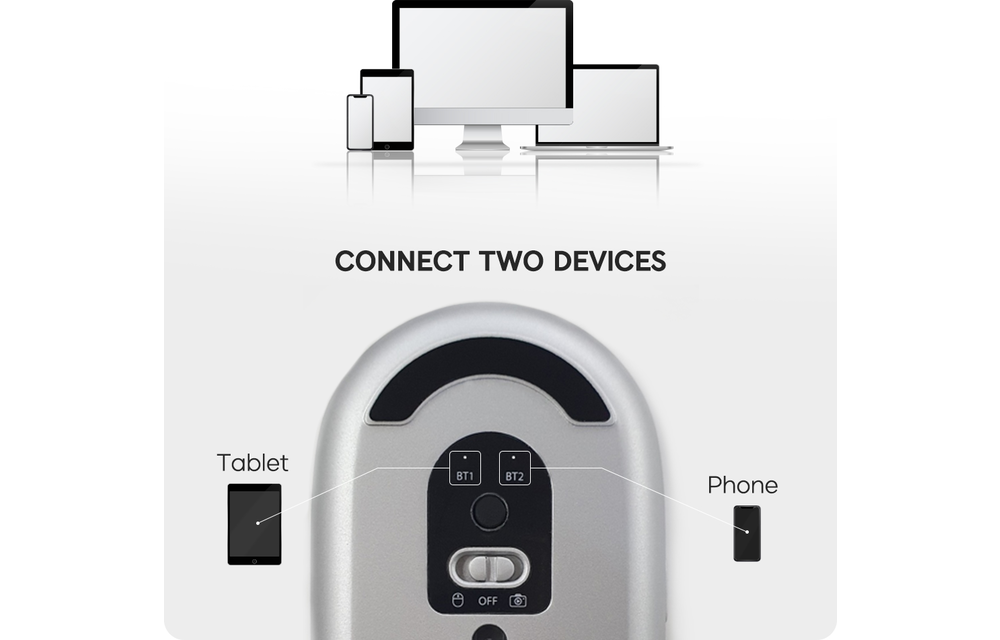 Ventaron Magnito Bluetooth Attachable Travel Mouse - Grey