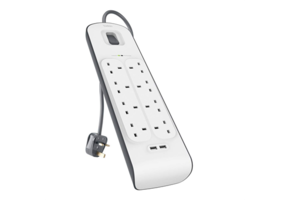 Belkin 8 Way Surge Protection Strip  2M With 2 X 2.4Amp USB Charging