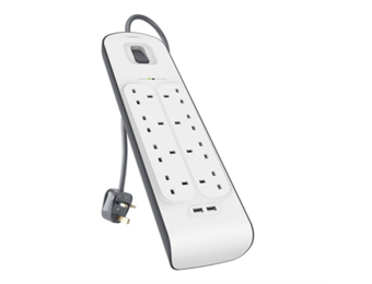 Belkin 8 Way Surge Protection Strip 2M With 2 X 2.4Amp USB Charging