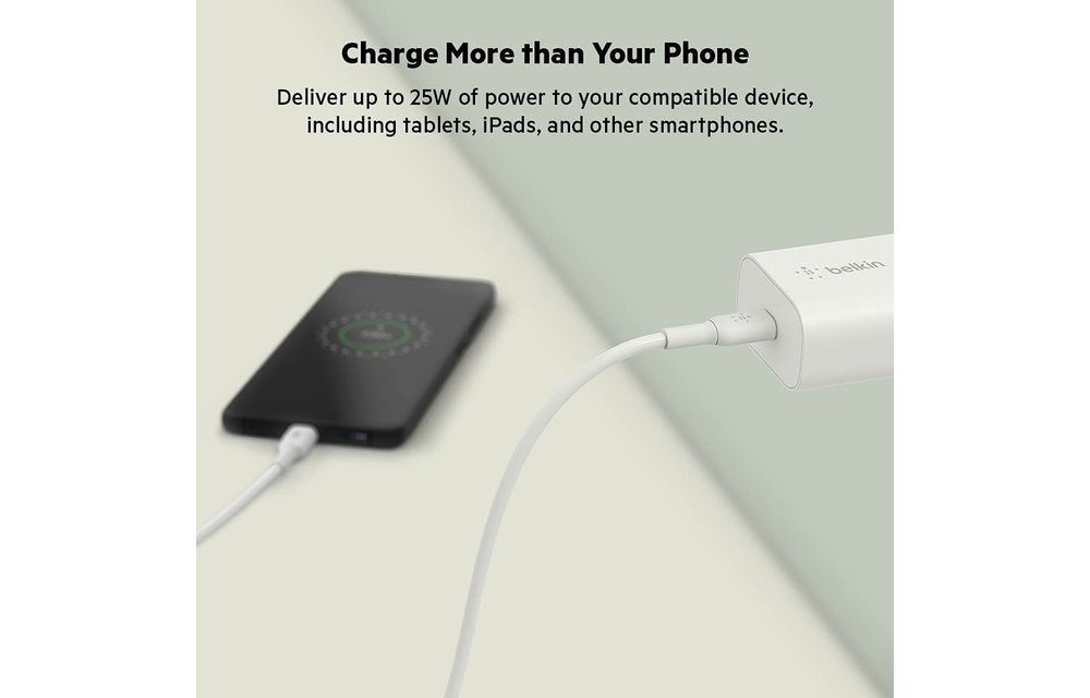 Belkin Boost Charger Wall Charger with PPS + USB-C Cable With Lightning Connector 25W - White