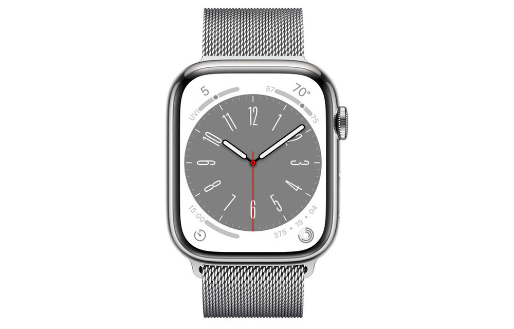 Apple Watch Series 8 GPS + Cellular, 45mm Stainless Steel Case with Milanese Loop - Silver