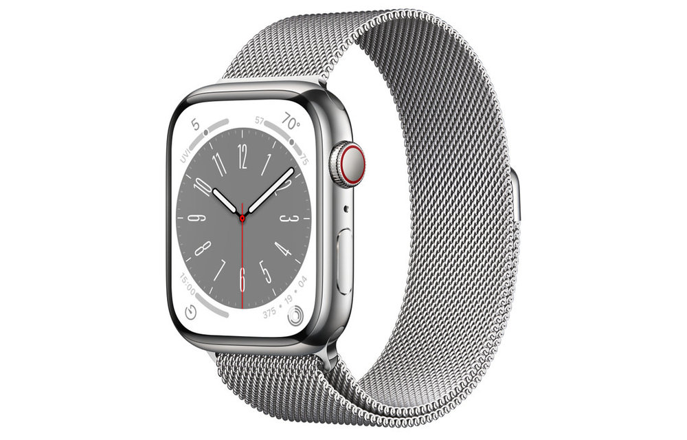 Apple Watch Series 8 GPS + Cellular, 45mm Stainless Steel Case with Milanese Loop - Silver