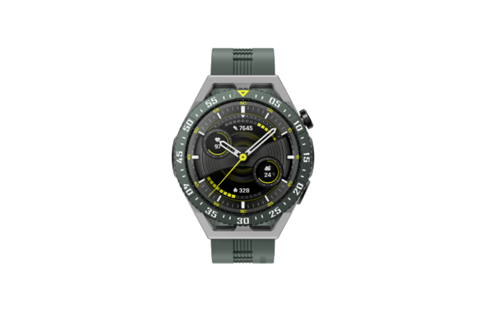 Huawei Watch GT 3 SE Grey Durable Polymer Fiber Watch Case - Green TPU Strap