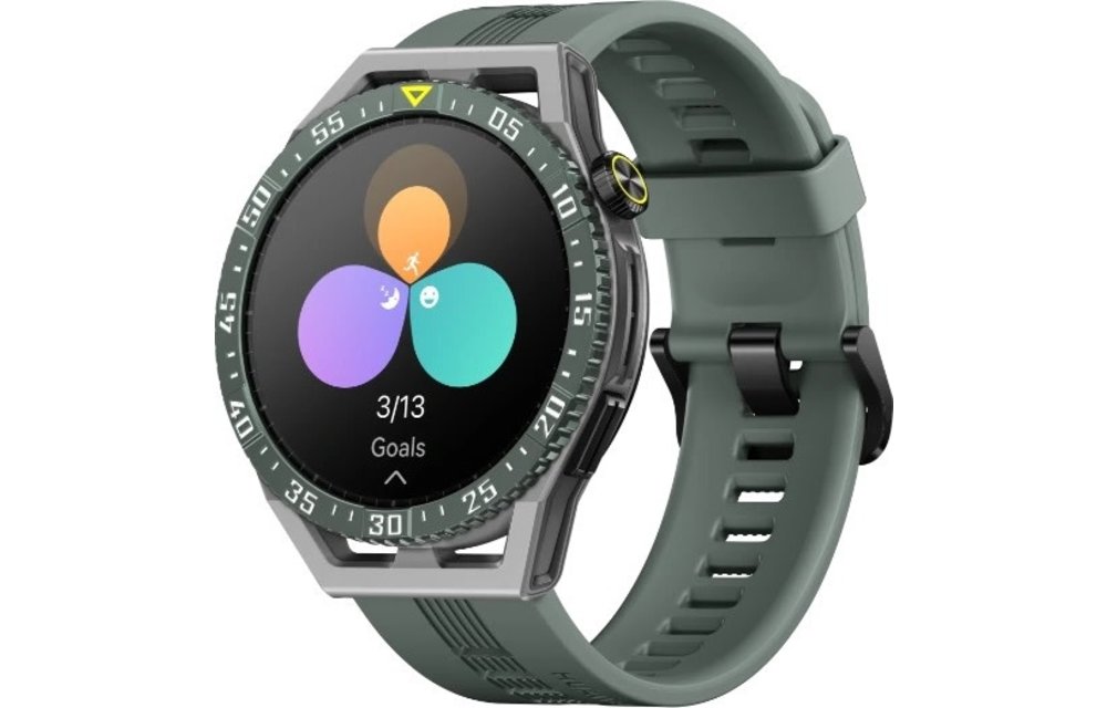 Huawei Watch GT 3 SE Grey Durable Polymer Fiber Watch Case - Green TPU Strap