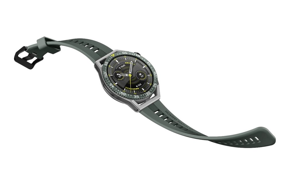 Huawei Watch GT 3 SE Grey Durable Polymer Fiber Watch Case - Green TPU Strap