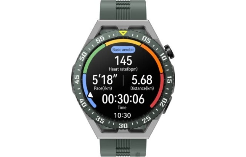 Huawei Watch GT 3 SE Grey Durable Polymer Fiber Watch Case - Green TPU Strap
