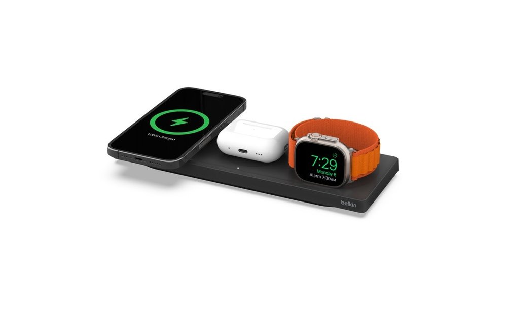 Belkin Boost Charge Pro 3-In-1 MagSafe Wireless Charging Pad - Black