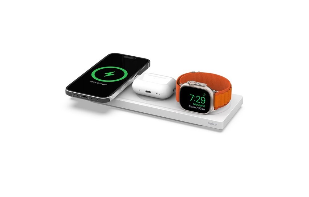 Belkin Boost Charge Pro 3-In-1 MagSafe Wireless Charging Pad - White