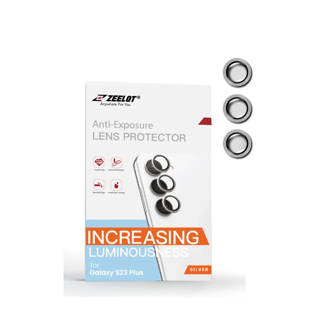ZEELOT Pishield Titanium Alloy Lens Protector for Samsung Galaxy S23 / S23 Plus - Sliver