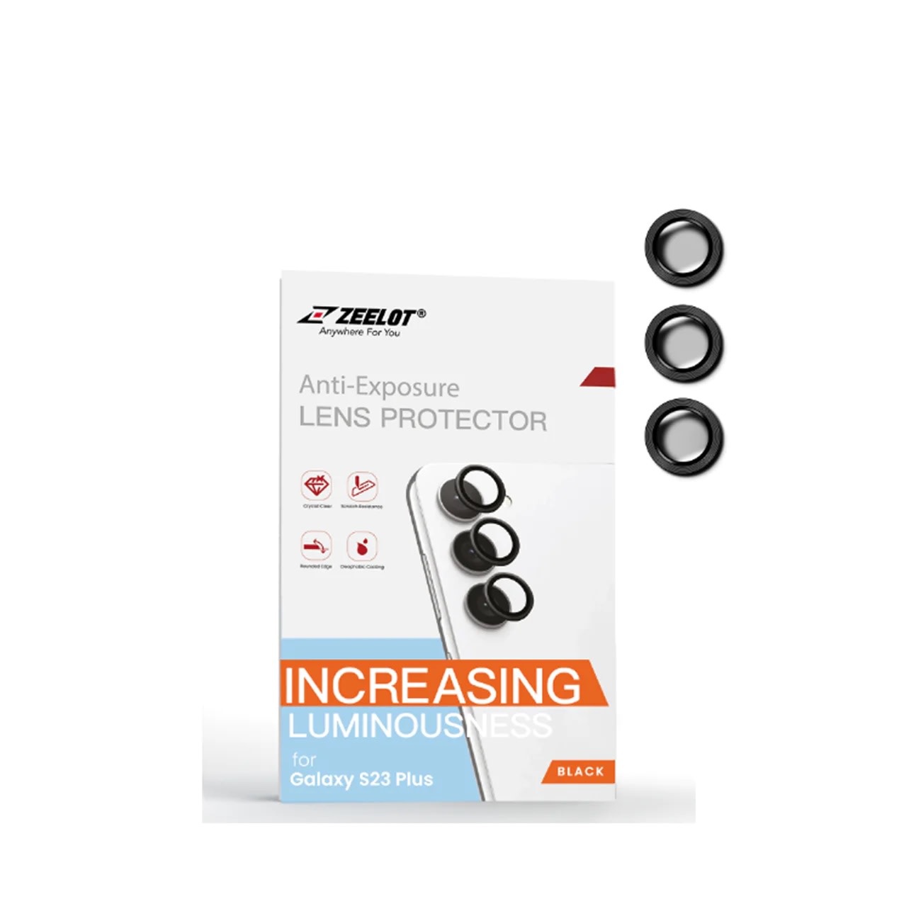 ZEELOT Pishield Titanium Alloy Lens Protector for Samsung Galaxy S23 / S23 Plus - Black