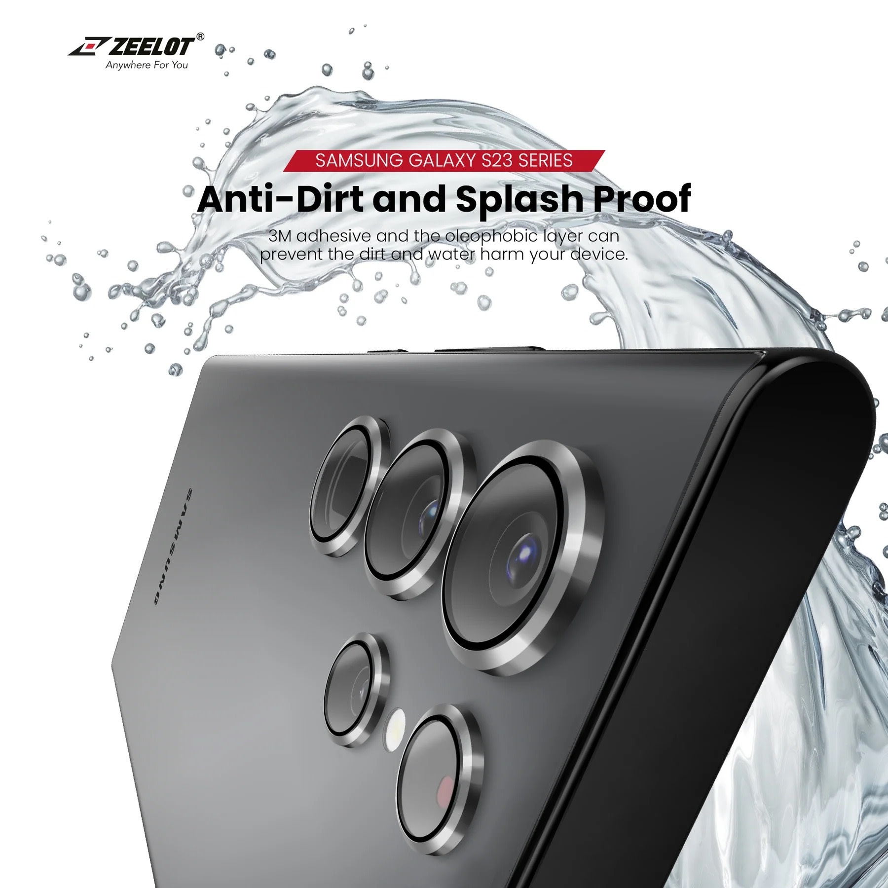 ZEELOT Pishield Titanium Alloy Lens Protector for Samsung Galaxy S23 Ultra - Black