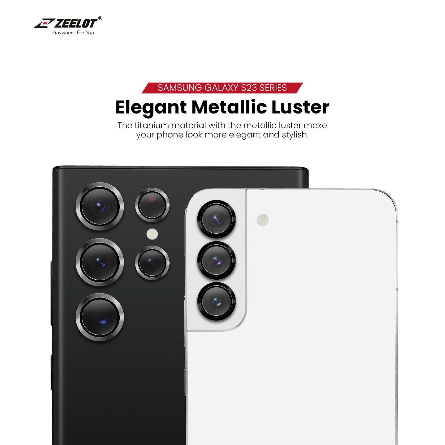 ZEELOT Pishield Titanium Alloy Lens Protector for Samsung Galaxy S23 Ultra - Black